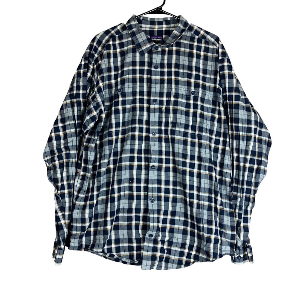 Patagonia Mens Shirt Multi Tartan Plaid Organic Cotton Worn Wear Button Down XL
